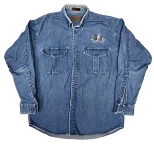 Vintage Browning Super‎ Naturals Denim Field Shirt Duck Hunting Embroidered